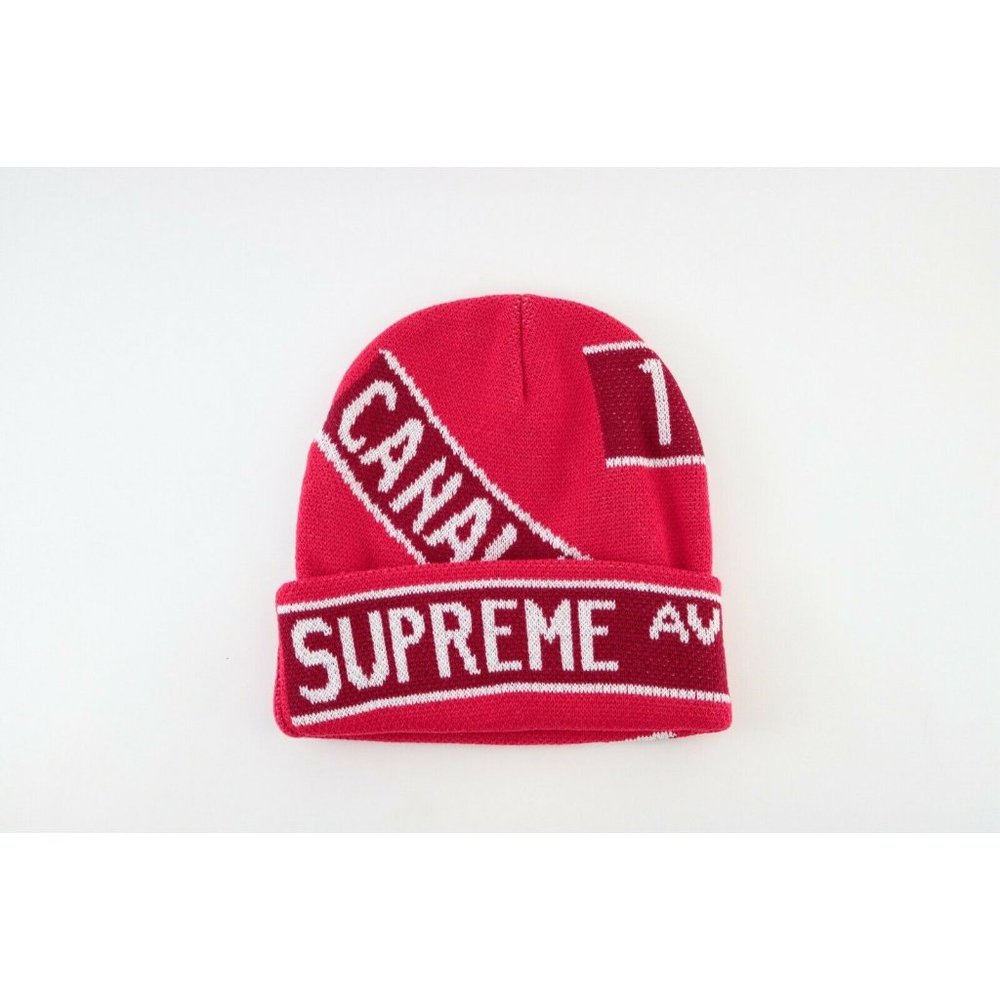 🚨 Supreme Street Signs Beanie – RED 🚨